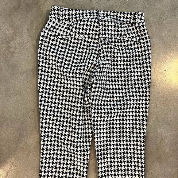 Express Black White Houndstooth plaid trouser womens ankle crop Pants small - Picture 5 of 6